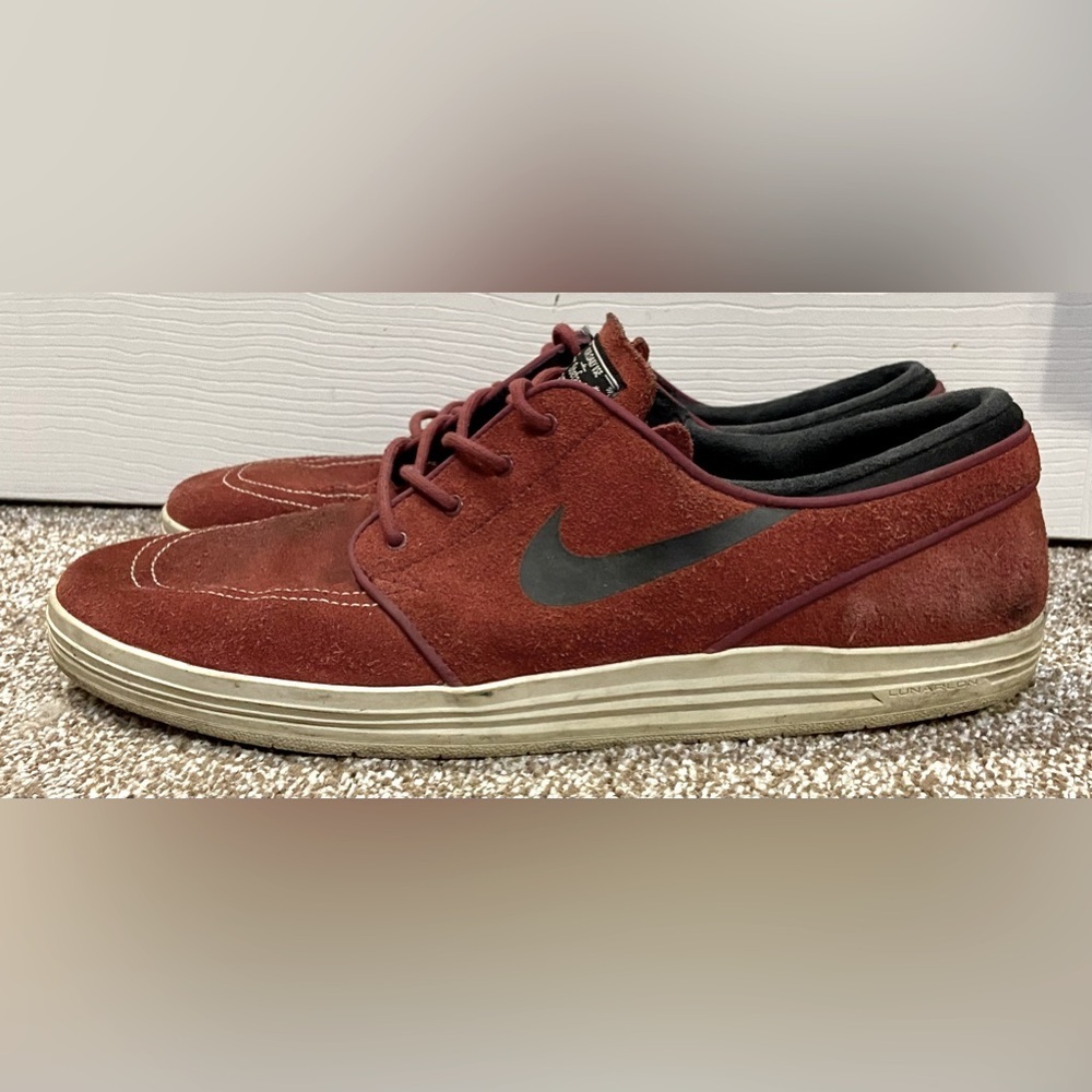 Nike SB Lunar Stefan Janoski Premium Red Suede Mens Shoe 654857-601 Size 12